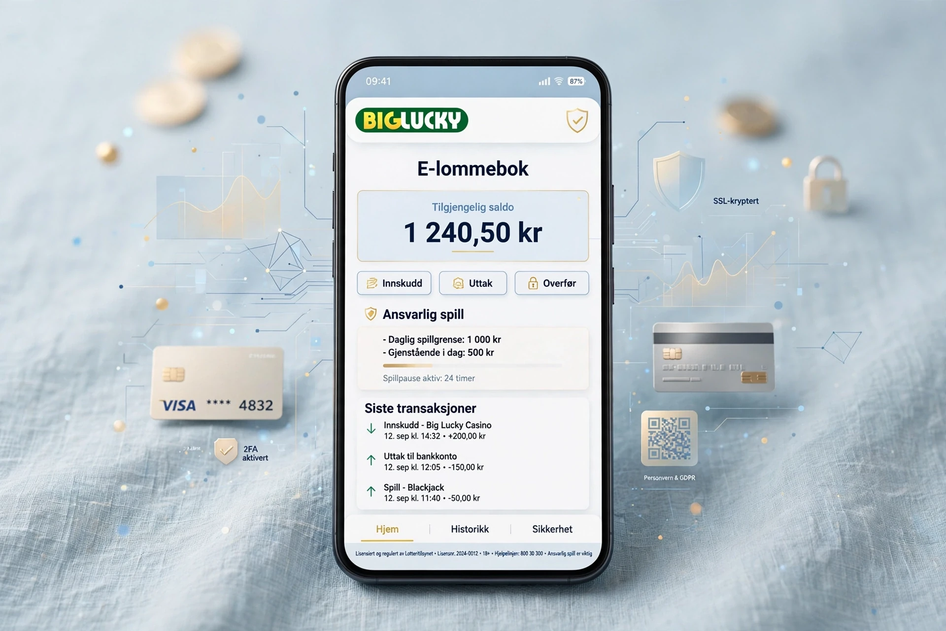 elektronisk lommebok BIG LUCKY CASINO
