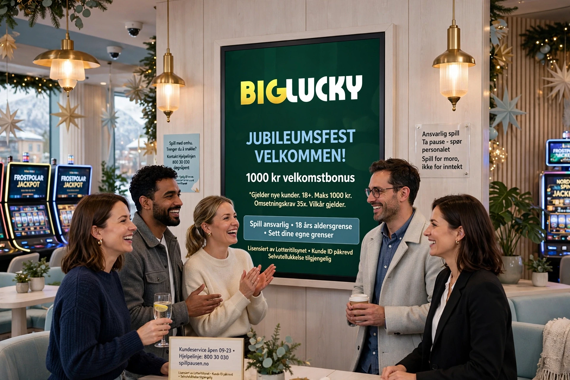 bonus i hendene på en mann på BIG LUCKY CASINO