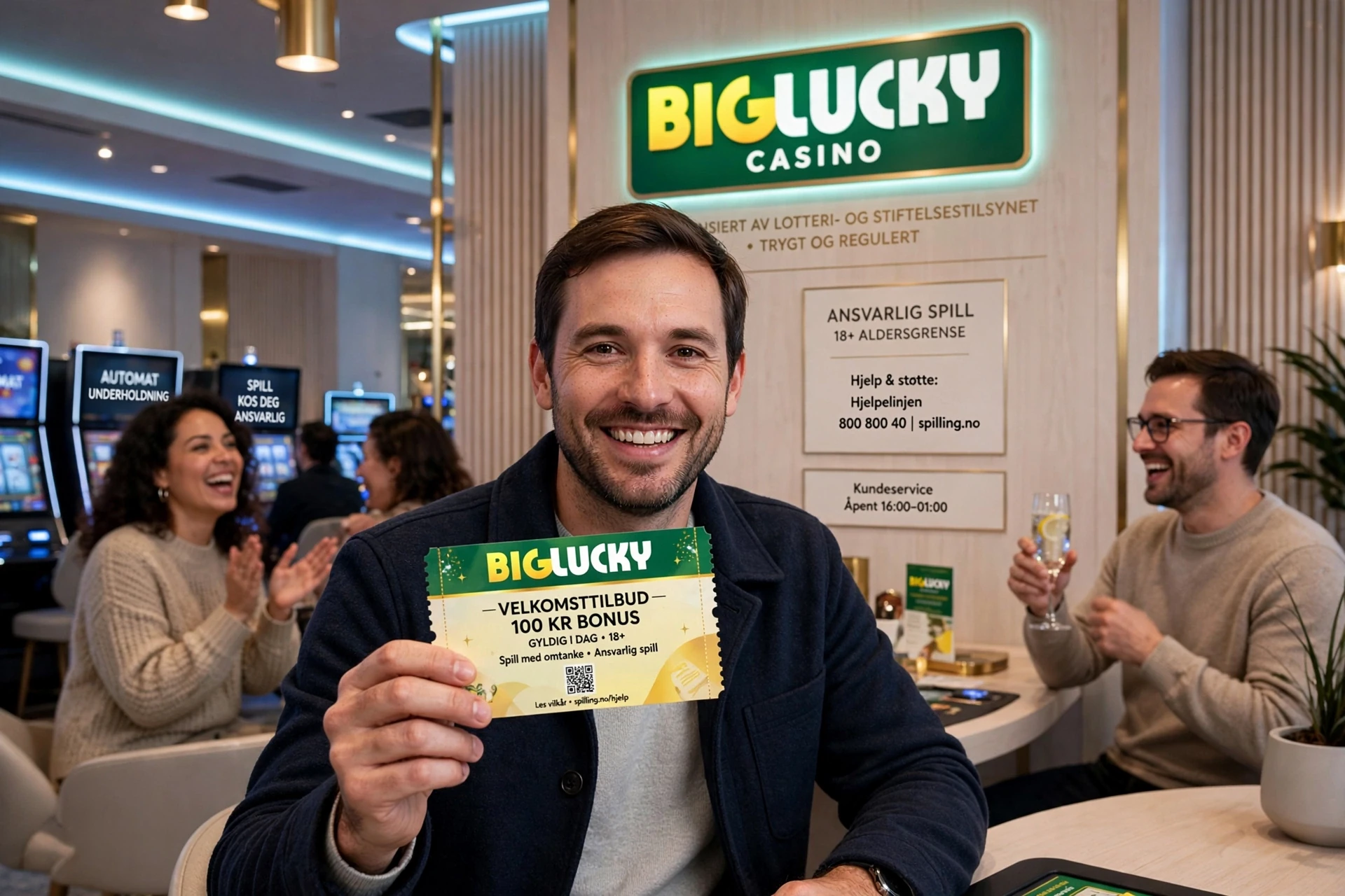 en person med en casinobonus BIG LUCKY CASINO