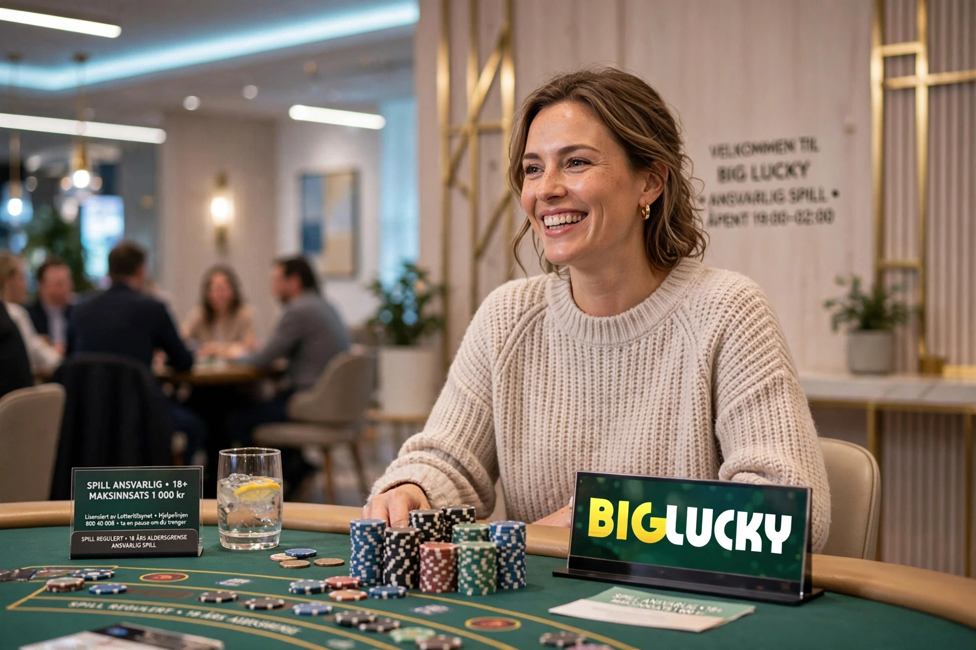 bonus i hendene på en mann på Big Lucky Casino