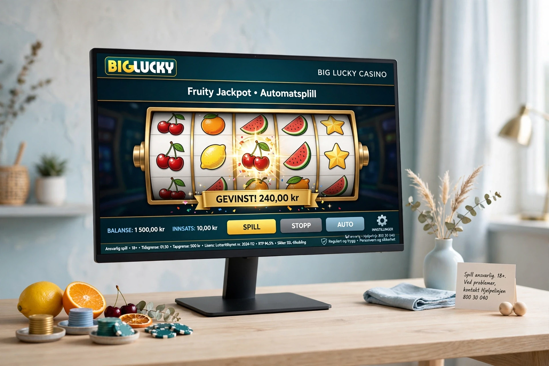 spilleautomater på skjermen BIG LUCKY CASINO