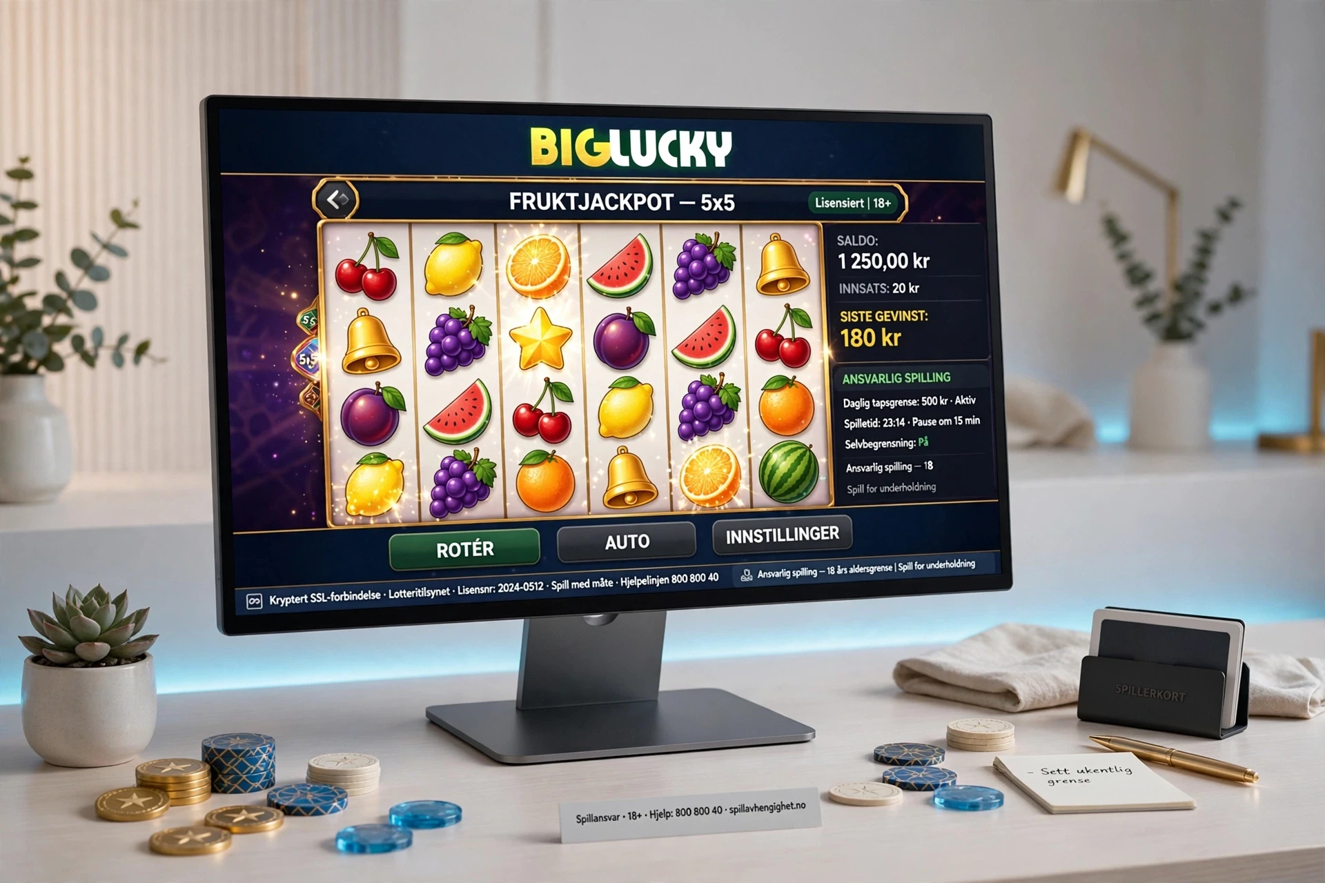 spilleautomater på skjerm BIG LUCKY CASINO