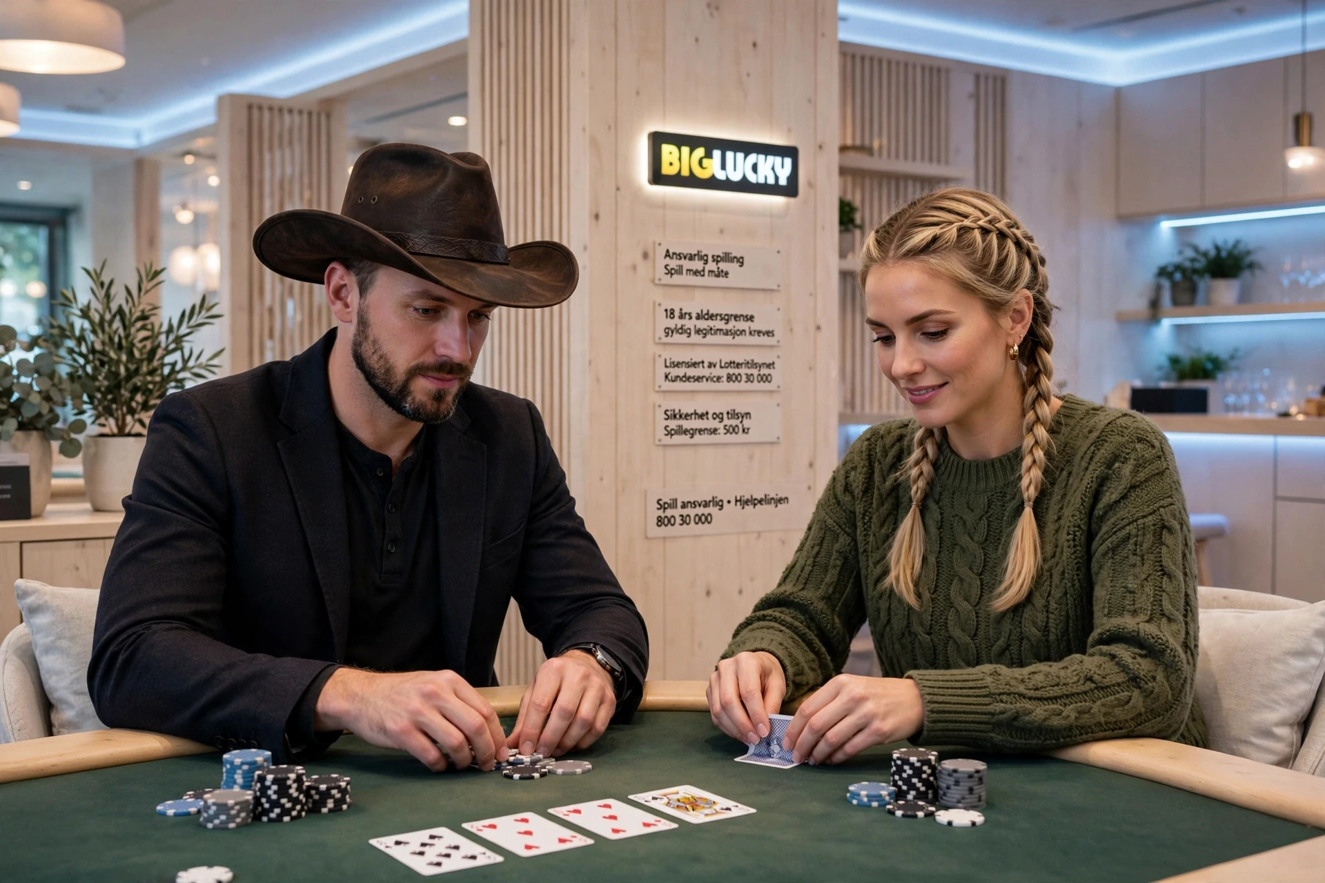 foto av to pokerspillere hos Big Lucky Casino